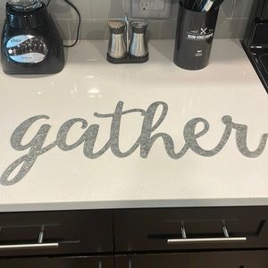 Home Decor Modern to Farmhouse Decor “Gather” sign with two hooks to hang